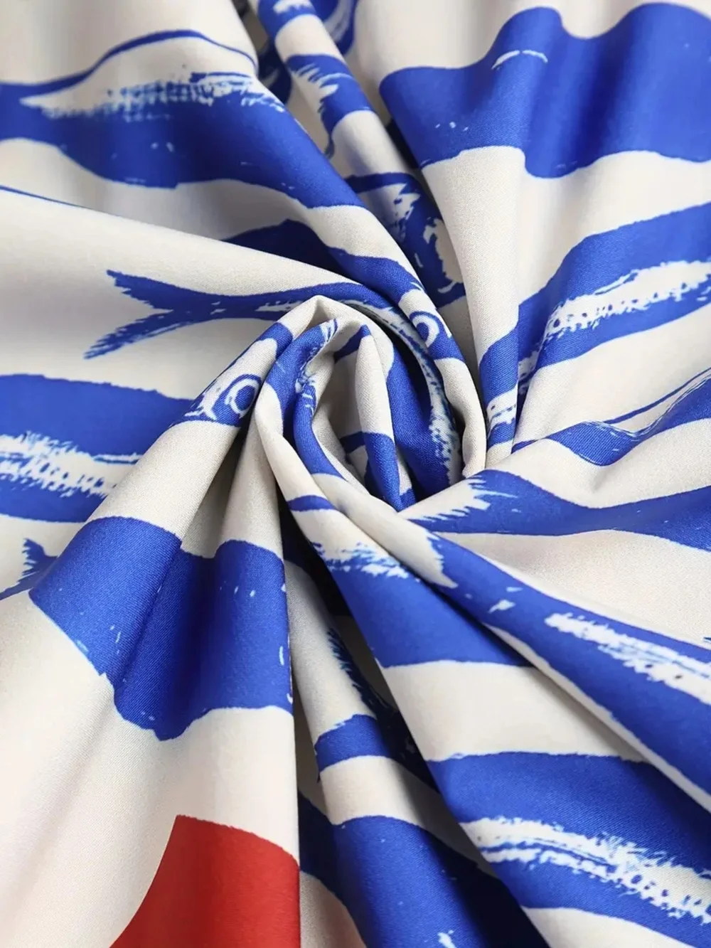Graphic Spaghetti-Strap Midi Dress in White, Red & Blue - Picture 5 of 7